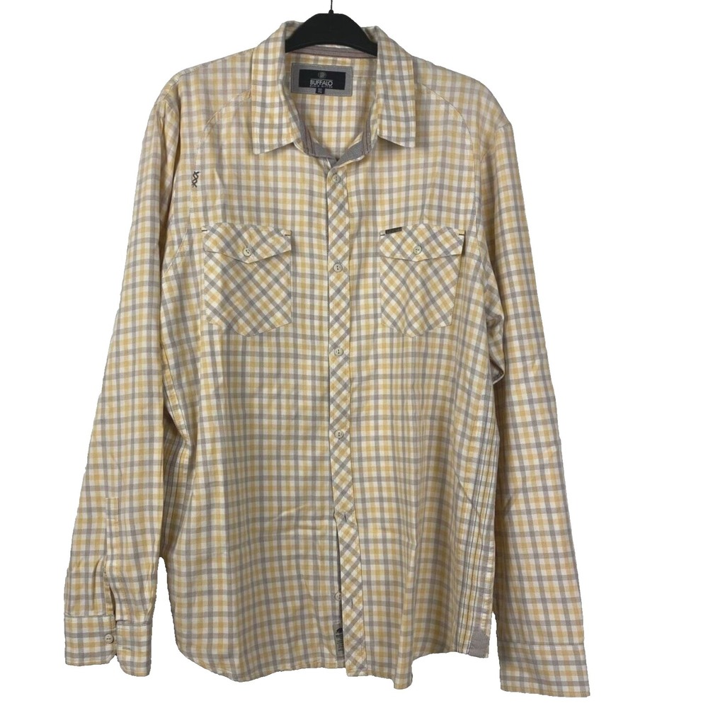 Buffalo David Bitton Men's Button Up Shirt Plaid Pocket Cotton Multi Size XXL/TG